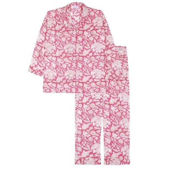Pax Philomena Laura Floral Gray Block Print Long Sleeve Pajamas Set - Picture 12 of 12